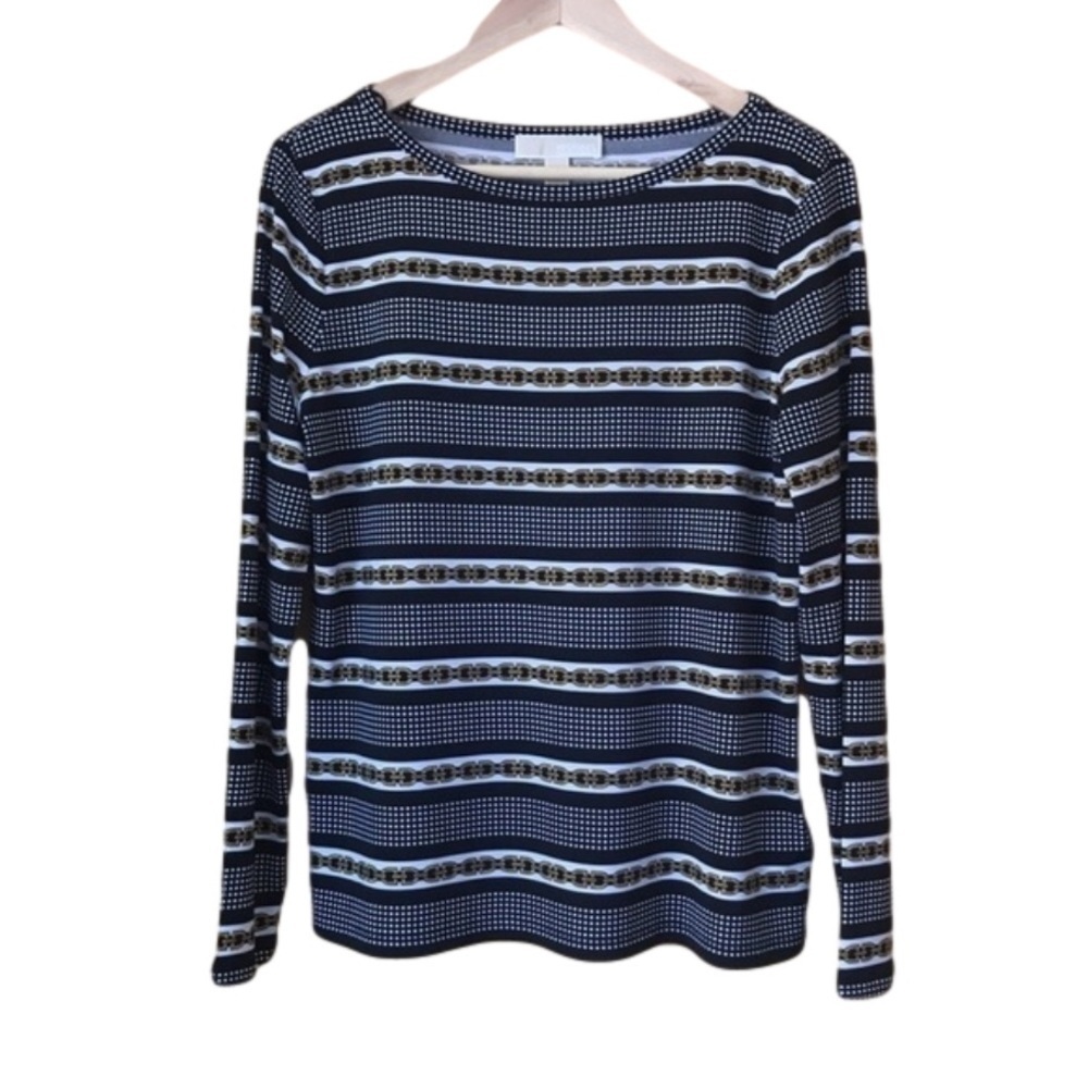 MICHAEL Michael Kors petite striped nautical long sleeve top size LP